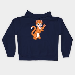 Cute Waving Bright Orange Ginger Kitten Kids Hoodie